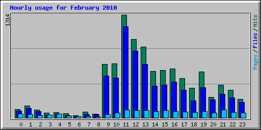 Hourly usage for February 2010